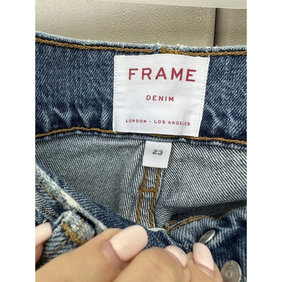 Frame Denim Heritage Le Sylvie Slender Straight Jeans High Rise Med Wash Sz 23 - Picture 10 of 15